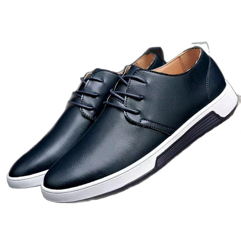 Mens Slip-On Dress Shoes PU Leather Upper Pointed Toe Casual Oxford Style Lightweight Business Footwear