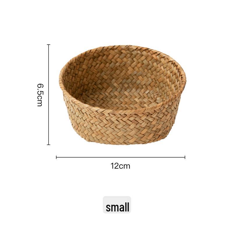 Natural Seaweed Woven Storage Basket for Kitchen & Entryway