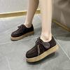 Zapatos para Mujer Mocasines Gamuza Cuero Genuino Estilo Británico Con Cordones Zapatos de Estudiante Mujer Talla Grande Zapatos Clásicos para Mujer