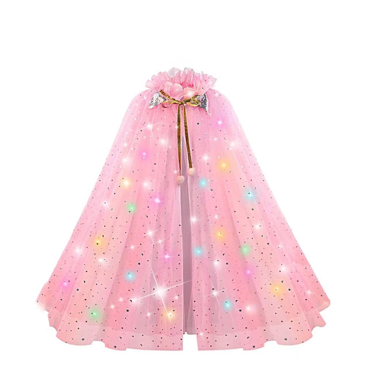 

Elsa LED Glow Cape: 30-Light Kids Double-Layer Mesh Christmas Costume Set