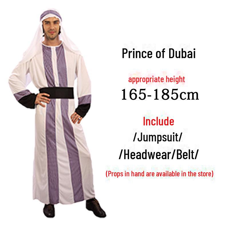 

Взрослый костюм арабского принца на Хэллоуин - женские и мужские халаты, стиль Ближнего Востока с аксессуарами для детей и взрослых Adult One Size