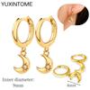925 Sterling Silver Needle Vintage Square Round Pendant Earrings For Women Crystal Shell Geometric Earrings Fashion Jewelry