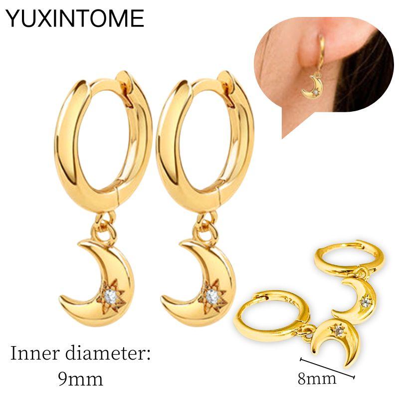 925 Sterling Silver Needle Vintage Square Round Pendant Earrings For Women Crystal Shell Geometric Earrings Fashion Jewelry