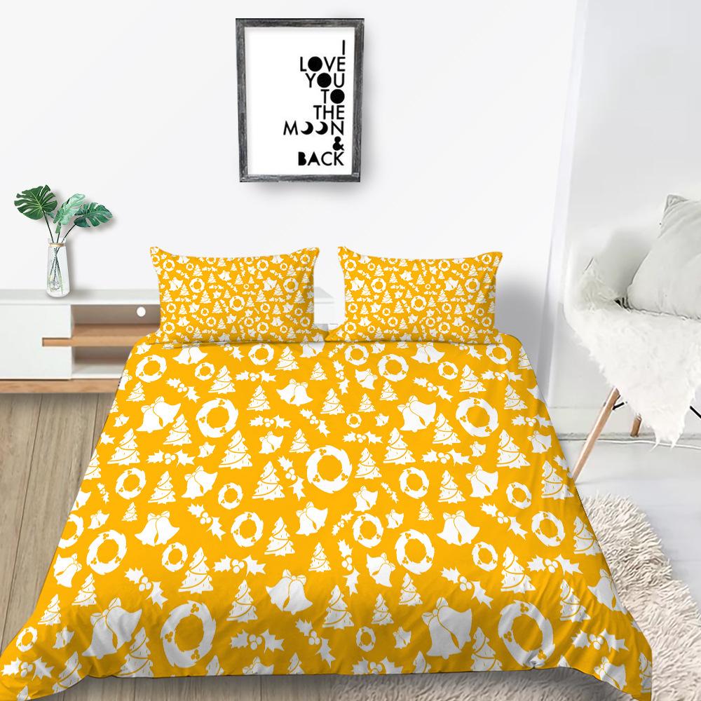 Christmas Gift Quilt Cover Pillowcase Two Or Three Piece Set 3D Digital Printing Polyester