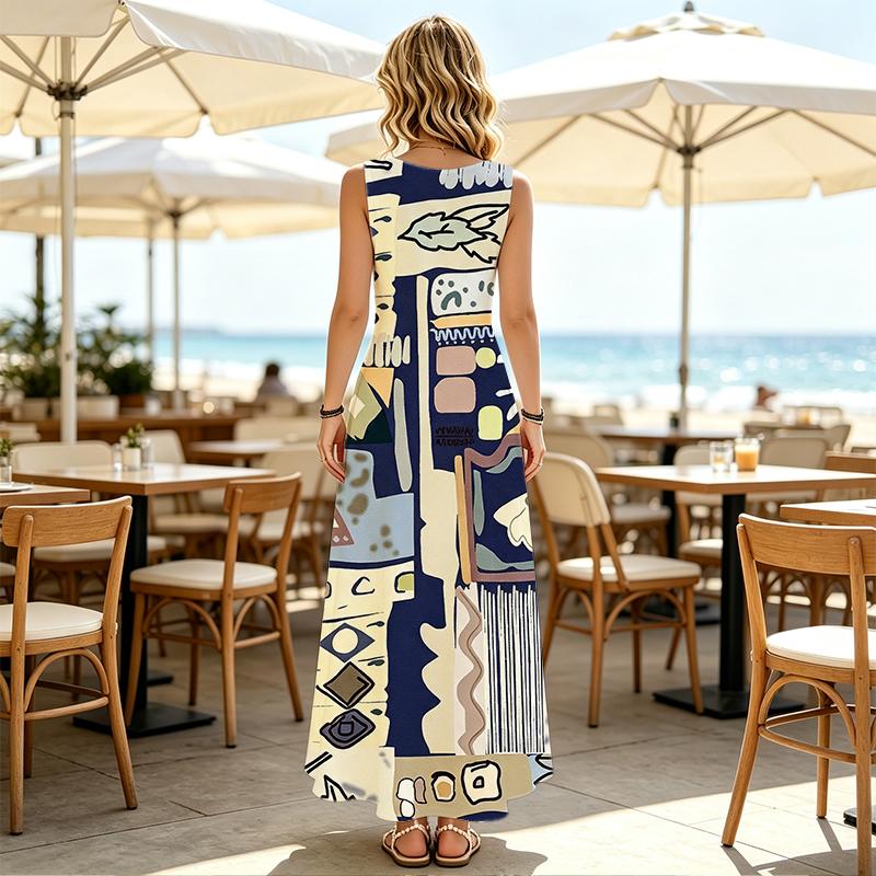 Women’s Sleeveless Loose Maxi Dress Breathable Casual Long Dress for Pool,Vacation,Summer Outfits,Spring & Fall Inner Wear,Stylish Versatile