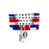6 pieces of Independence Day color matching soft ceramic bracelet, multi-layer stacked Western style cowboy hat boots bracelet