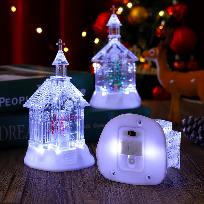 Christmas decoration Santa Claus glowing snow lights Christmas small gifts desktop ornaments