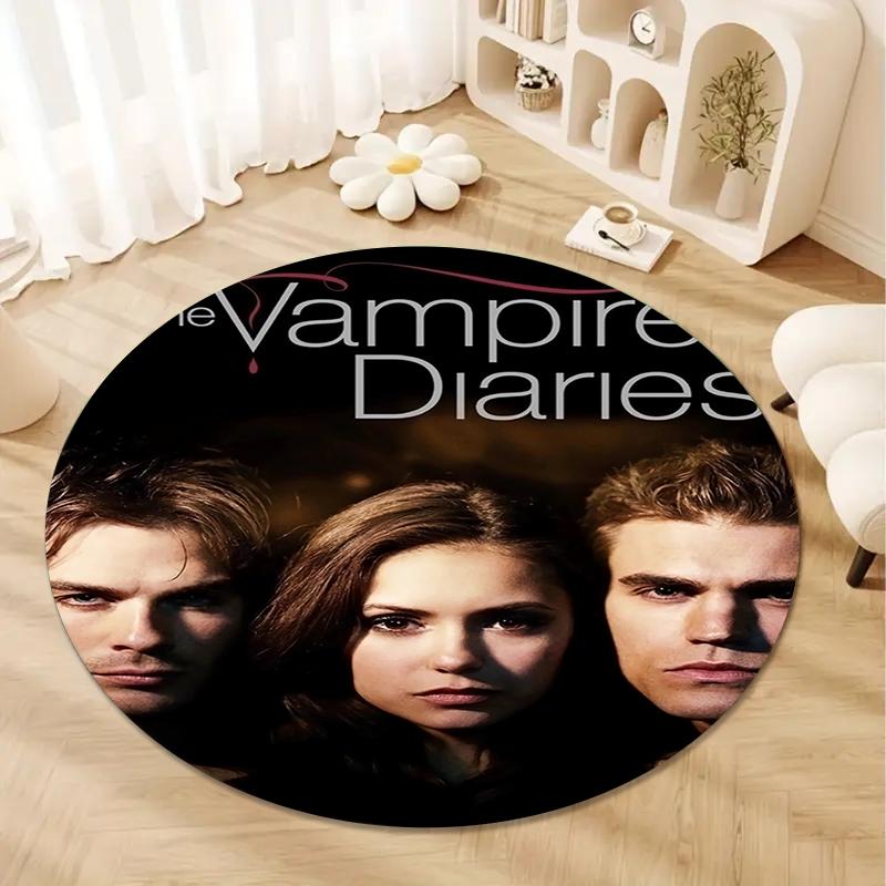Tapete Redondo Cool TV The Vampire Diaries, Tapete para Sala de Estar Quarto Sofá Sala de Jogos Decoração, Tapete de Chão Antiderrapante Q0046
