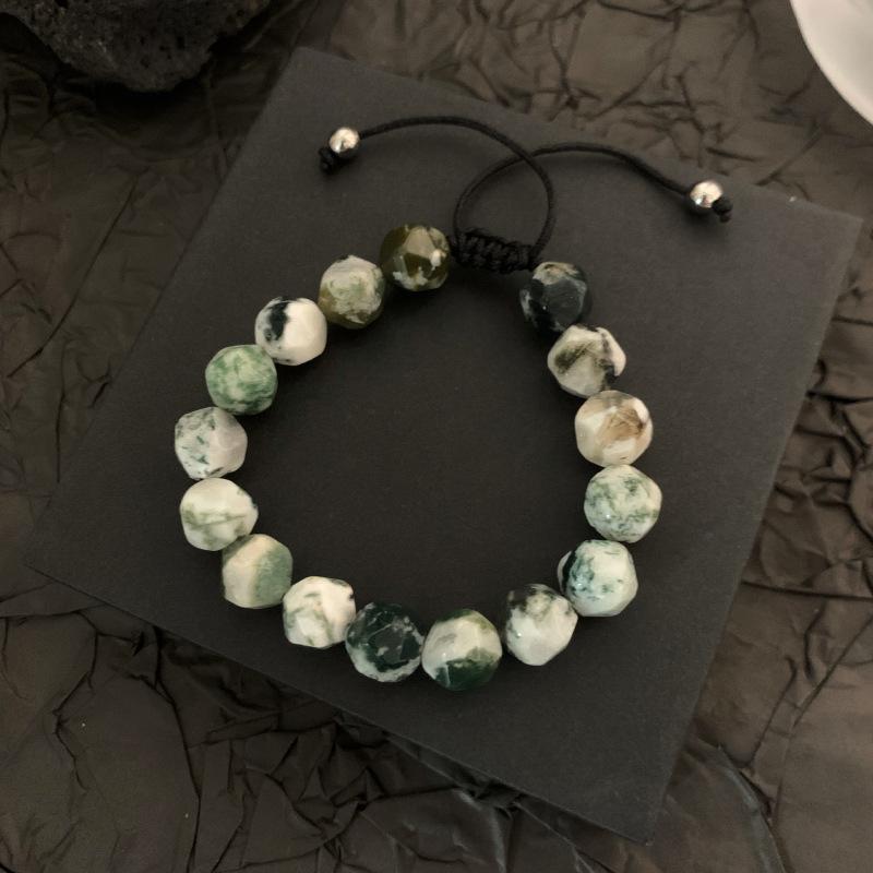 JYL TS Bracelet  White Turquoise Letter Style Enhances Purity & Individuality Tree Pattern Green Flower серебряный