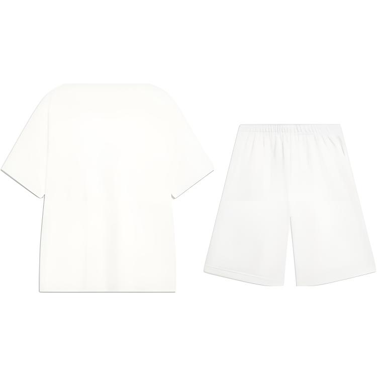 Li-Ning Trendy Comfortable Versatile Round Neck Pullover Short Sleeve T-Shirt Casual Sports Set Unisex Tops AHSU973-1+AKST593-7