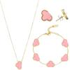 Ensemble de bijoux chanceux trèfle à quatre feuilles: Collier, Bracelet et Boucles d'oreilles Puces
