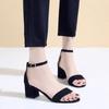 Fashion With Strap Sandals for Women Footwear Pumps Block Heel Open Toe Ladies Shoes Summer 2024 Medium Heels One Word Casual Shoe H Vip