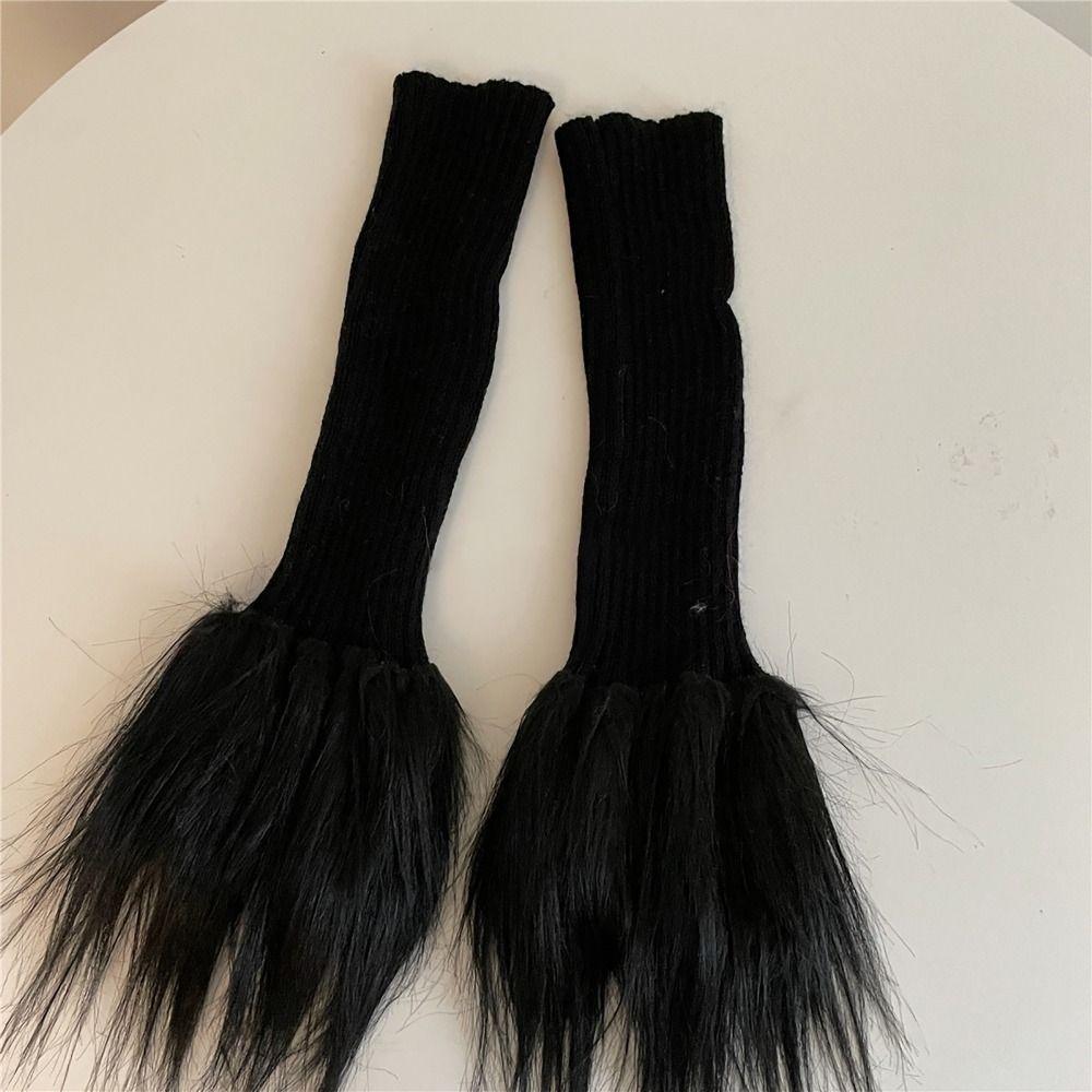 Mit Pelzbesatz Stulpen Rippstrick Stiefelstulpen Warme Fußwärmer Frauen Mädchen