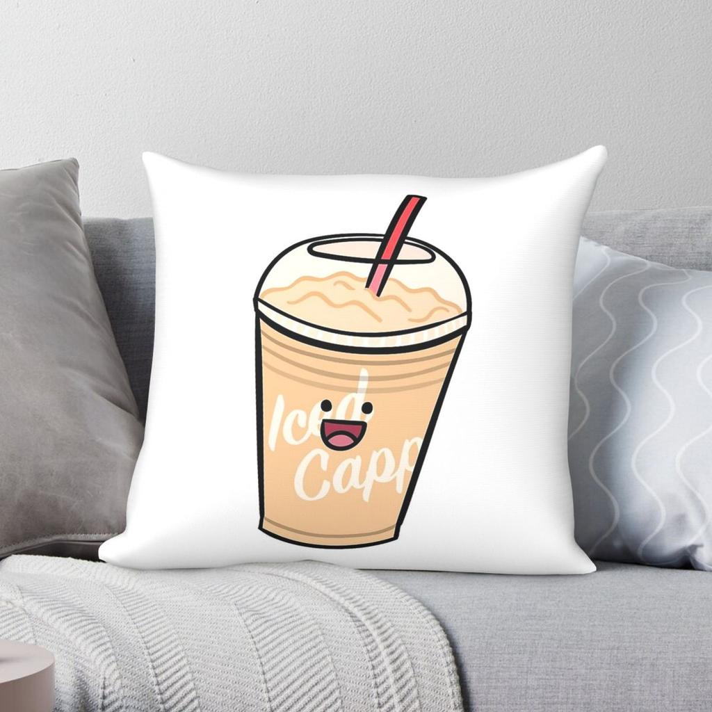 Cappuccino Iced Coffee Pillowcase Polyester Linen Velvet Creative Zip Decorative Throw Pillow Case Car Cushion Cover