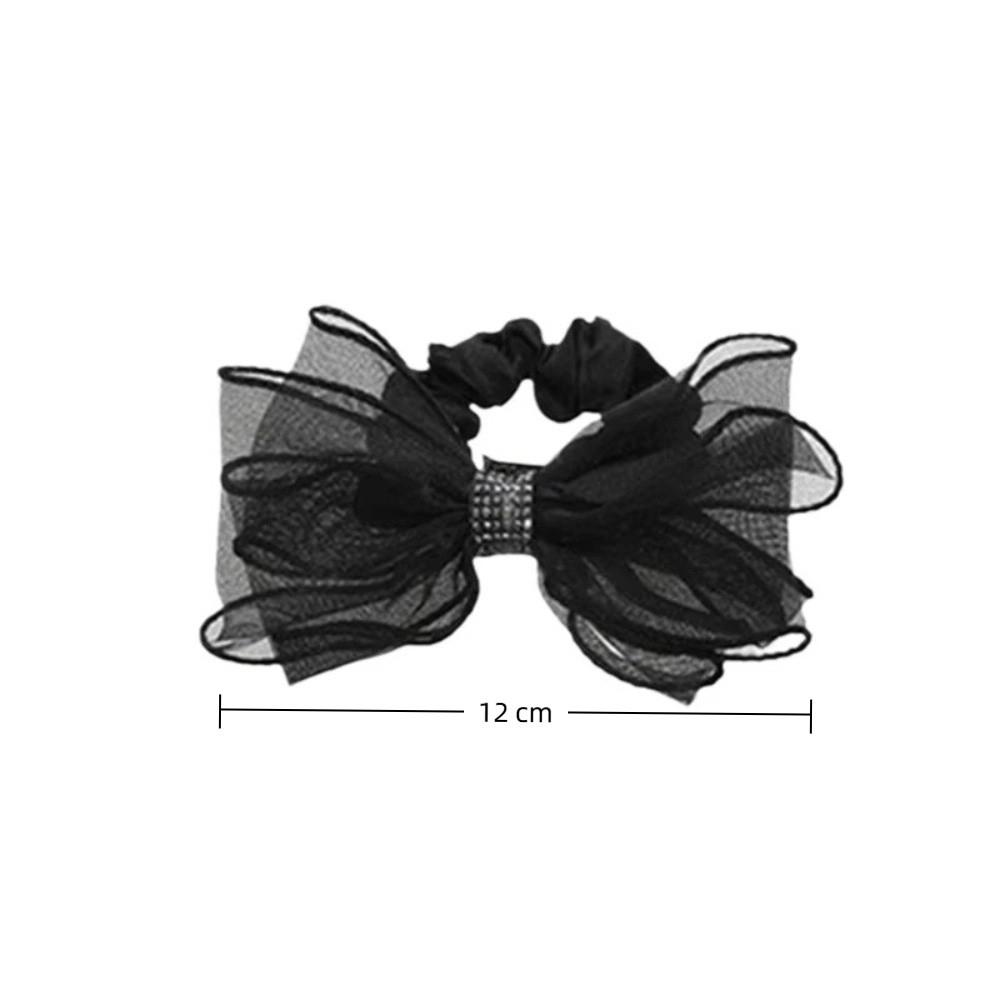 Organza Hair Ties Mesh Rhinestone Ponytail Hair Accessories Sweet Elastic Hair Bands  Women Girls