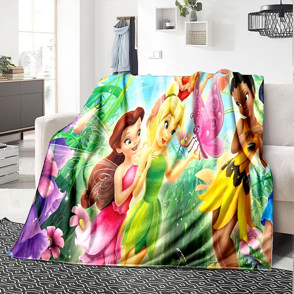 1pc Tinker Bells Fairy Adventure Flannel Blanket,Ultra Soft Warm Plush Throw for Home Bedroom Bed Sofa Cover Camping Picnic gift Y7242
