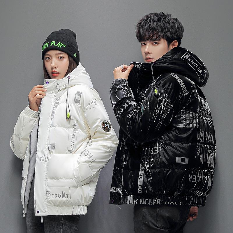 Abrigo de plumón de pato blanco de invierno para hombres y mujeres Pareja con capucha Nuevo abrigo corto para hombres Cara brillante A prueba de viento Versión coreana Tendencia