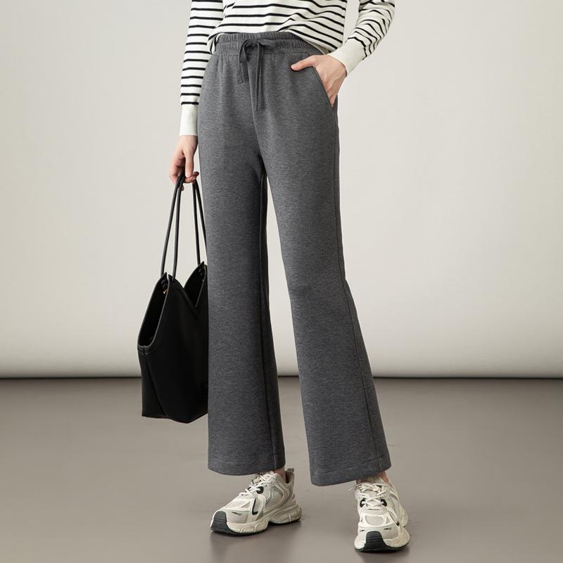 Women s High-Waisted Slimming Gray Cropped Flare Pants - Modal Cotton, Spring/Autumn 2025 28