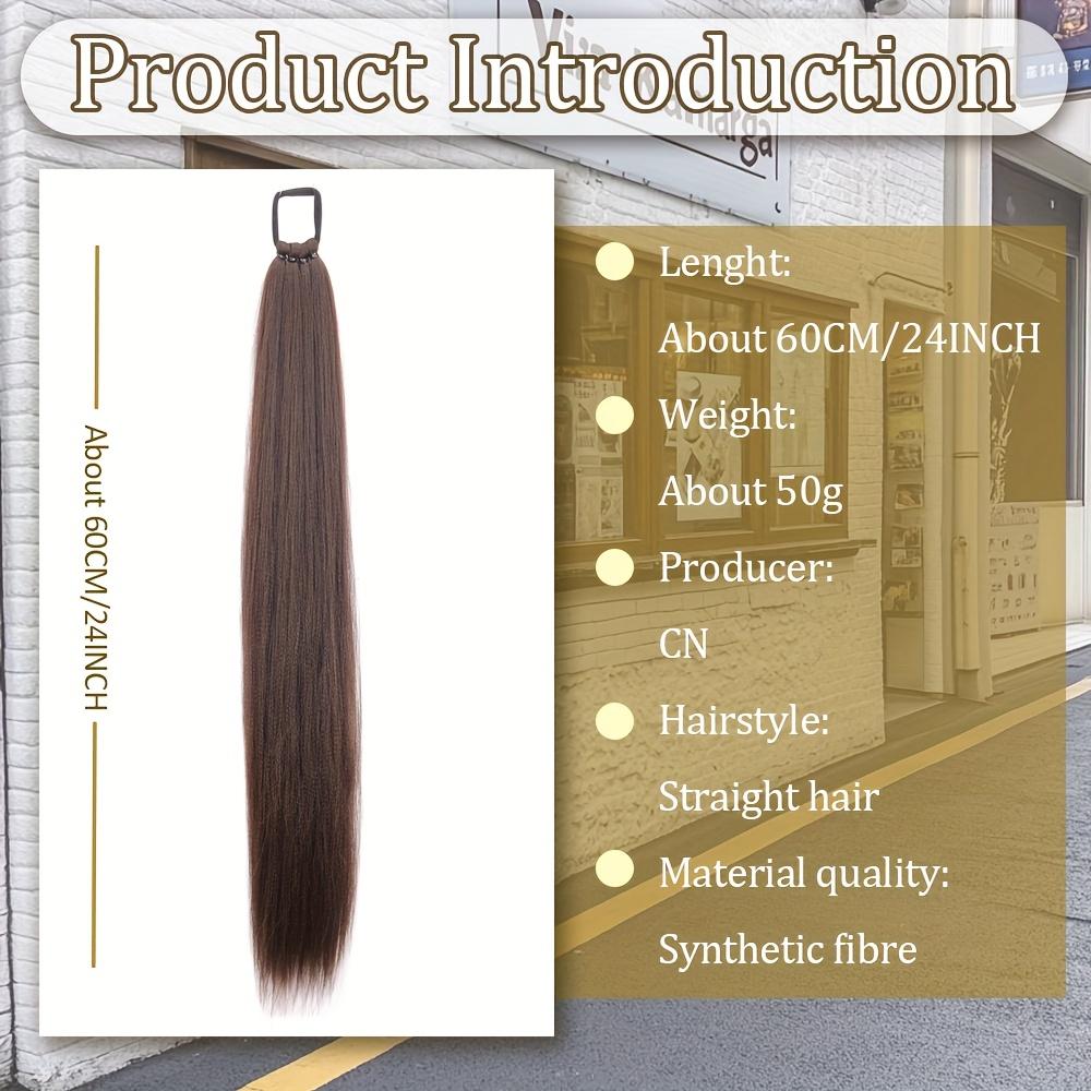 Long Straight Ponytail Extensions with Elastic Ties, Perfect for Elegant Everyday Wear And All Saints' Day Hair Additions