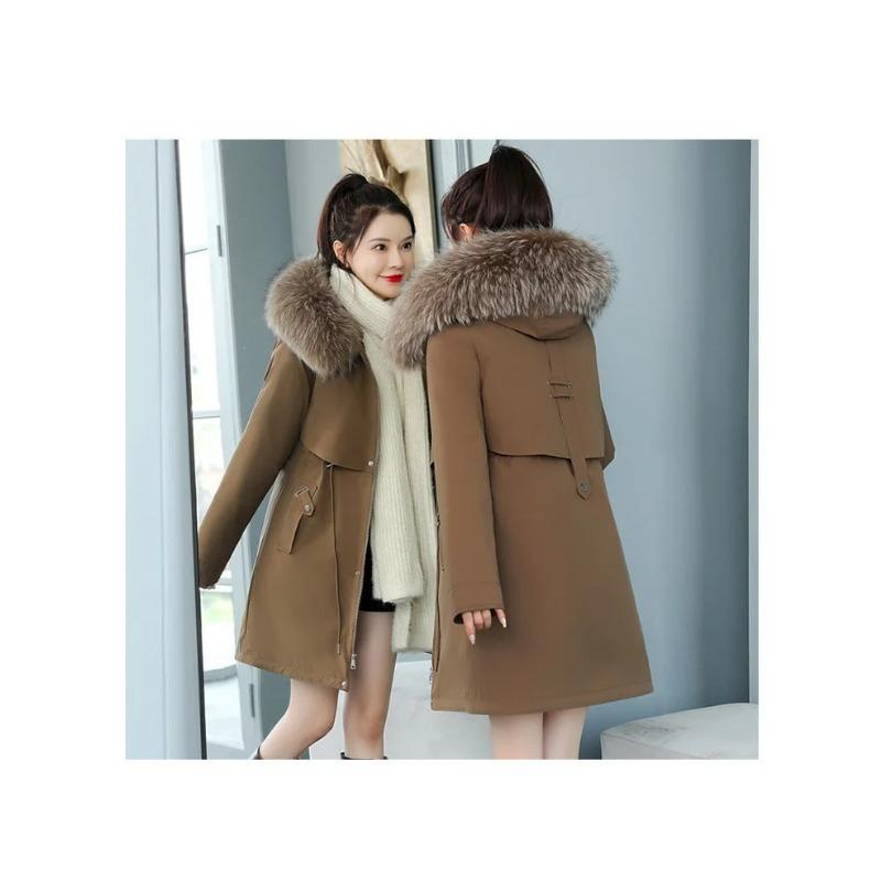 Thicken Parkas Winter Jacket Casual Long Coat Wool Liner Hooded Parkas Fur Collar Warm Snow Outwear