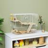 3-Level Hamster Cage with Exercise Wheel and Deep Tray, White
