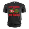 Funny Christmas T Shirt Stop Staring At My Balls Rude Offensive