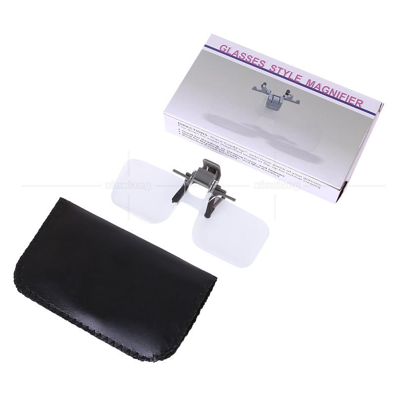2x Vergrößerungsglas Lupenbrille mit Clip zum Aufstecken Aufklappbare Brille Vergrößerung Lupe, Aufsteck-Brillenlupe