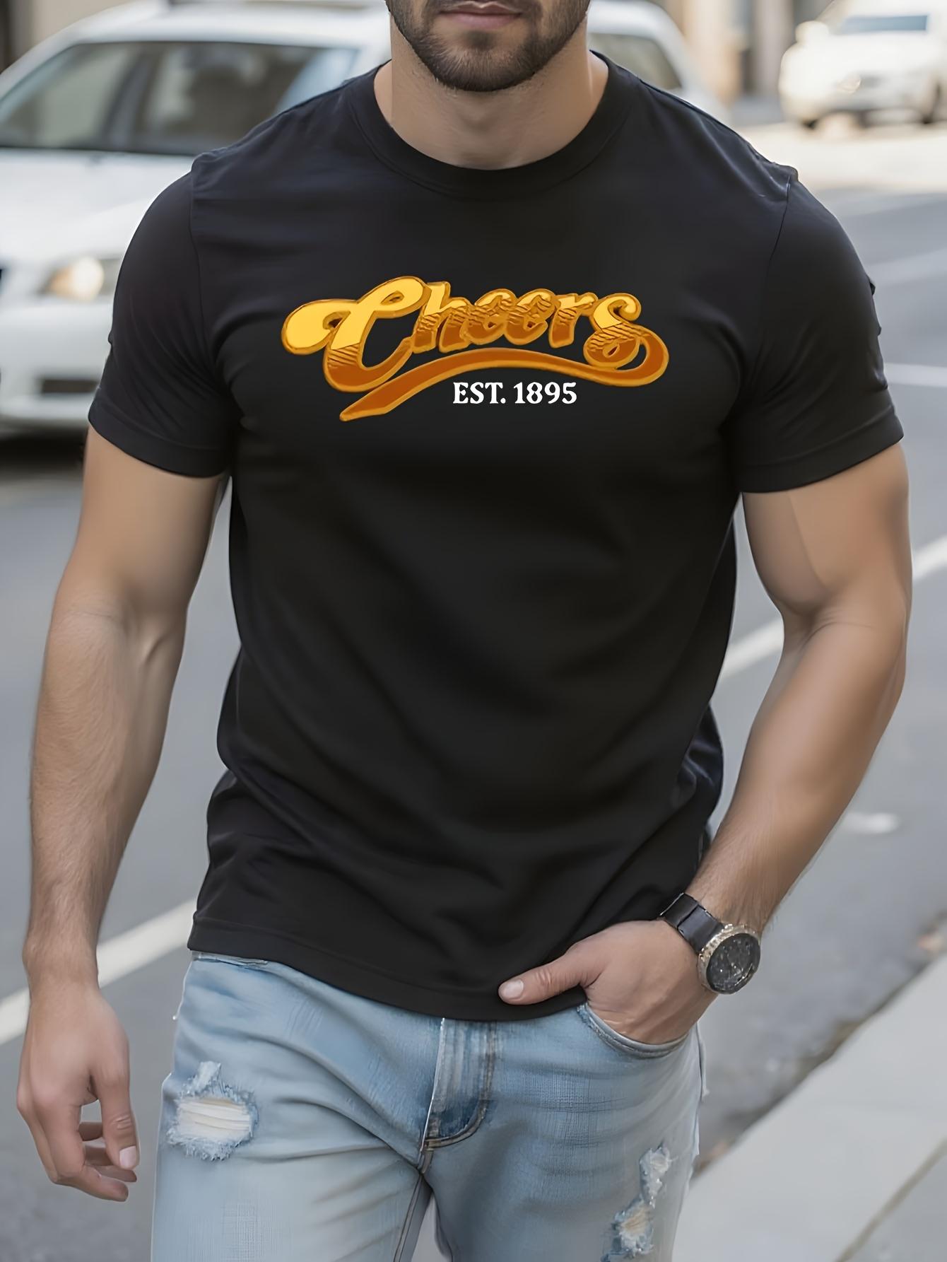 Cheers Est. 1895 Bold Print Black Cotton Tshirt XL