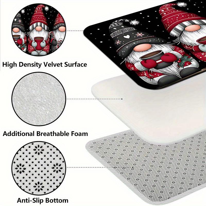 VIKAMA Christmas Gnome Doormat Rug For Bedroom Carpet For Living Room Soft Absorbent Bathroom Mat Kitchen Rug Machine Washable