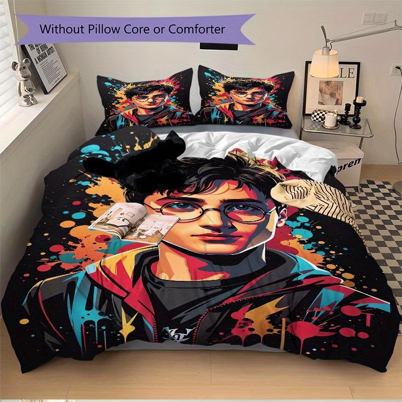 3pcs Harry Potter Quilt Cover Set - Soft and Cozy Bedroom, Guest Room and Dorm Decorative Bedding 3-Piece Set 1 Quilt Cover + 2 Pillow Shams.F032