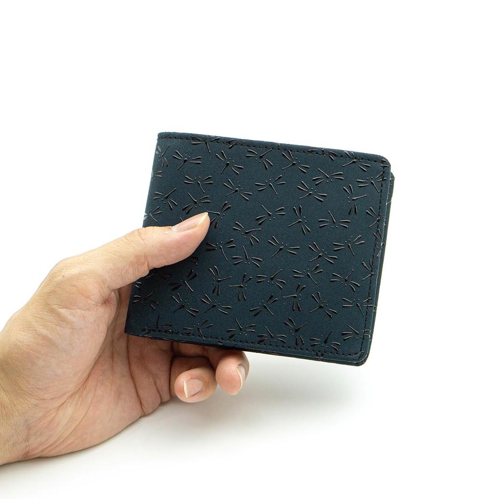 [Inden-ya] Inden HISOCA Hisoka Traditional Craft Koshu Inden Deerskin Lacquer Original Brand Wallet Green with Black Lacquer Dragonfly Design