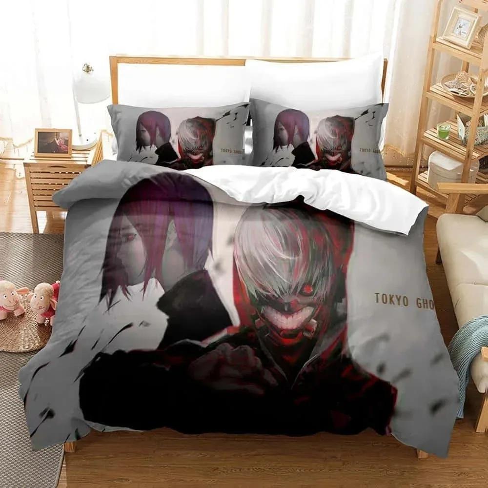 3D Print Anime With Bed Linen Collection Tokyo Ghoul Bedding Collection Single Twin Full Queen King Size Bed Collection Aldult Kid Bedroom Duvetcov