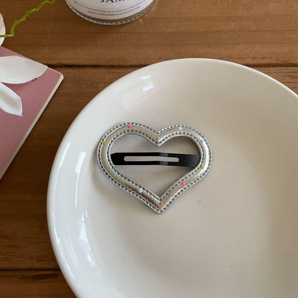 

Heart Y2k Hairpin Polka Dot Silver Pu Star Hair Clip Sweet Travel style 1