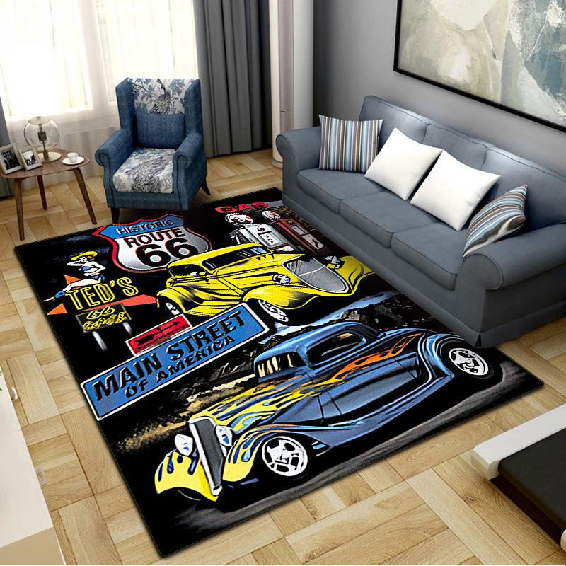 Route 66 Carpet Rug for Living Room Bedroom Home Sofa Decoration,Kids play Non-slip Floor Mat