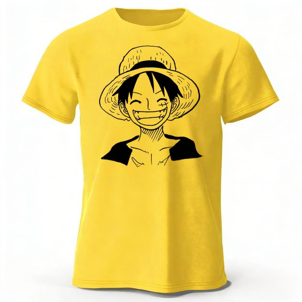 2026 Nouveau One Piece Luffy Coton Pur Manches Courtes Hommes et Femmes Mode Streetwear Grande Taille Lâche Sport T-shirt