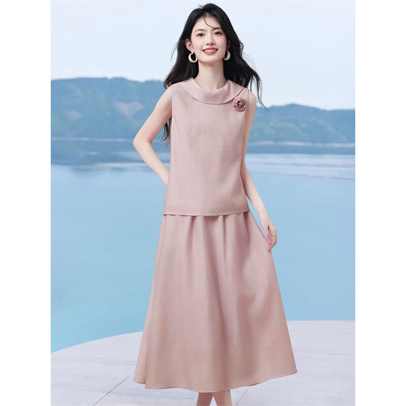 Elegant French Drape Neck Sleeveless Set M