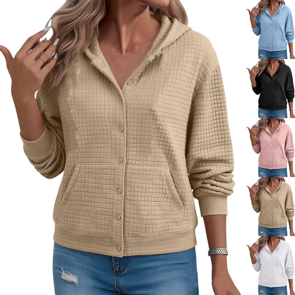 Hoodie for Women Hooded Sweatshirt Button Hoodies Comfy Jackets With Pocket