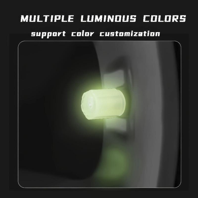 4PCS Luminous Tire Valve Caps, Green/blue/red, Sturdy Structure, Suitable for All Vehicle Models, Durable Car Valve Caps