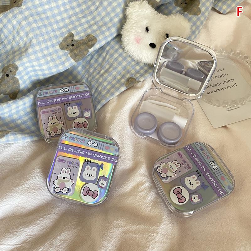 Laser Cover Contact Lens Case Box Colored Lenses Container Beauty Lens Storage Box Travel Set With Mirror Gift Girl