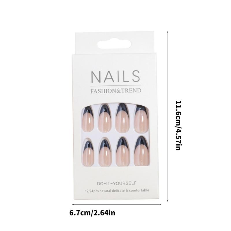 Mittel Mandel Aufdrücknagel French Tip Falschnagel Glänzend Künstlicher Nagel Acryl Aufklebenagel für einfache Anwendung