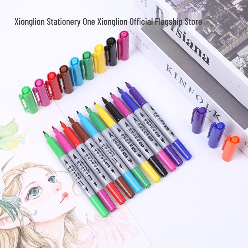 Lion 685 Strange Double-Ended Oil-Based Marker – Waterproof, Quick-Dry, Fade-Resistant, Fine Tip for Student Drawing