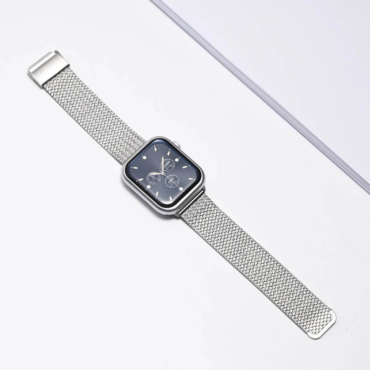 

Миланский ремешок для Apple Watch Ultra 3 49 мм 44 45 41 42 46 Браслет из нержавеющей стали для iWatch Series 11 10 9 7 8 SE Correa 38 40 41 S11-42mm