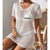 European & American Women's Sexy Hollow Short-Sleeve Bikini Cover-Up Sun Shirt