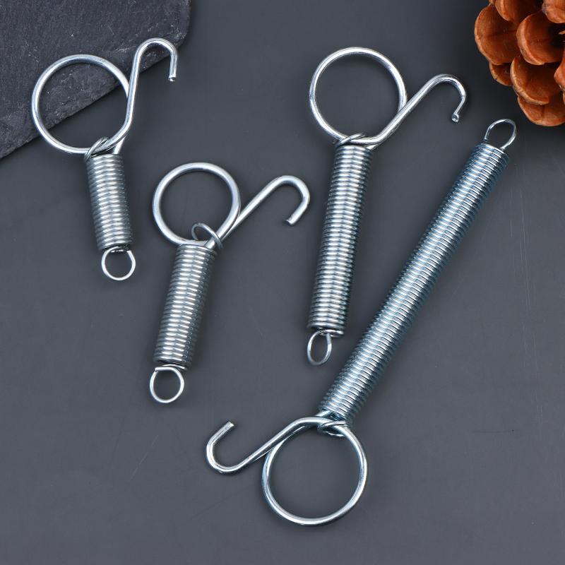 5Pcs Cage Door Spring Hooks 6/7/8.5/11.5Cm Metal Snap Hook Tension Spring For Poultry Cage Door Chicken Hamster Cage