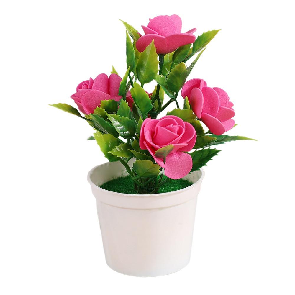 Multicolor Artificial Rose Bonsai Craft Photography Props Simulated Potted Flower Wedding Favors Scene Model