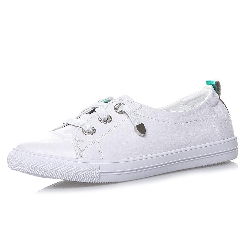 Large size women's shoes - summer new leather casual little white shoes women's versatile breathable shallow mouth flat-soled single shoes