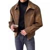 Korean Men's Suede Flight Jacket - Autumn/Winter, Loose Fit, Turn-Down Collar, Zippered, Hong Kong Style