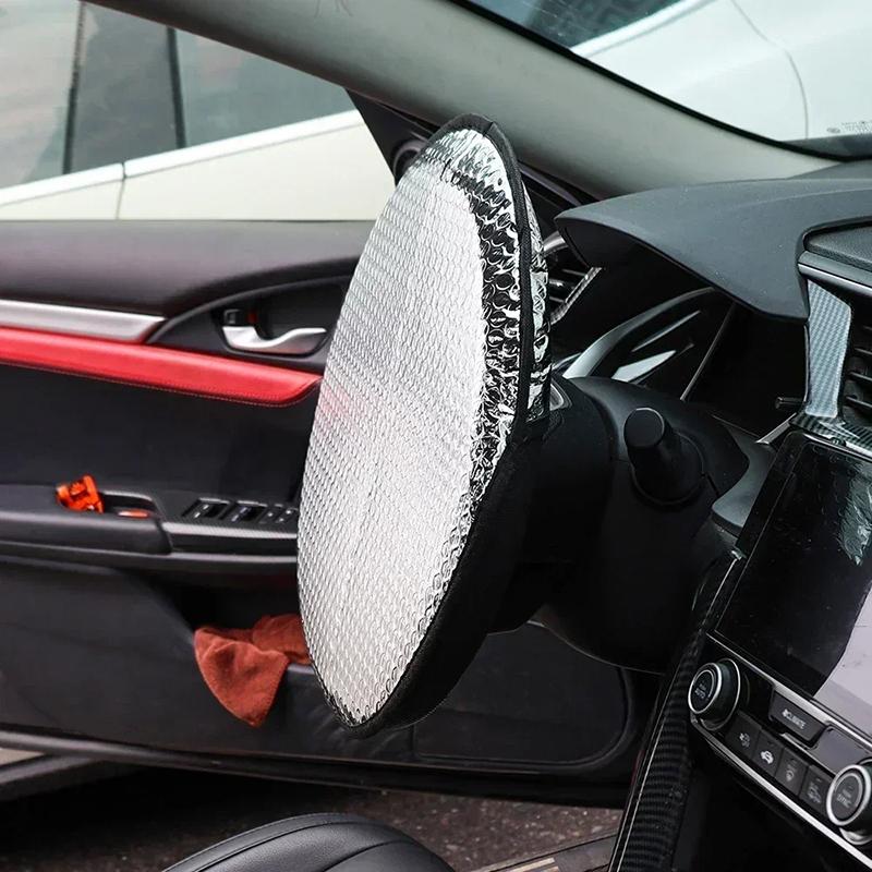 1 Piece Car Steering Wheel Cover Silver Thickened Sun Protection Foldable Anti-Uv Car Supplies Car Steering Wheel Sun Shade