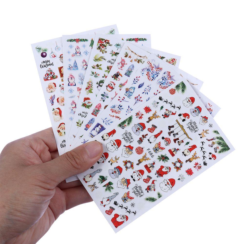 Adhesive Cute Snowman Nail Stickers Snowflake Elk Christmas