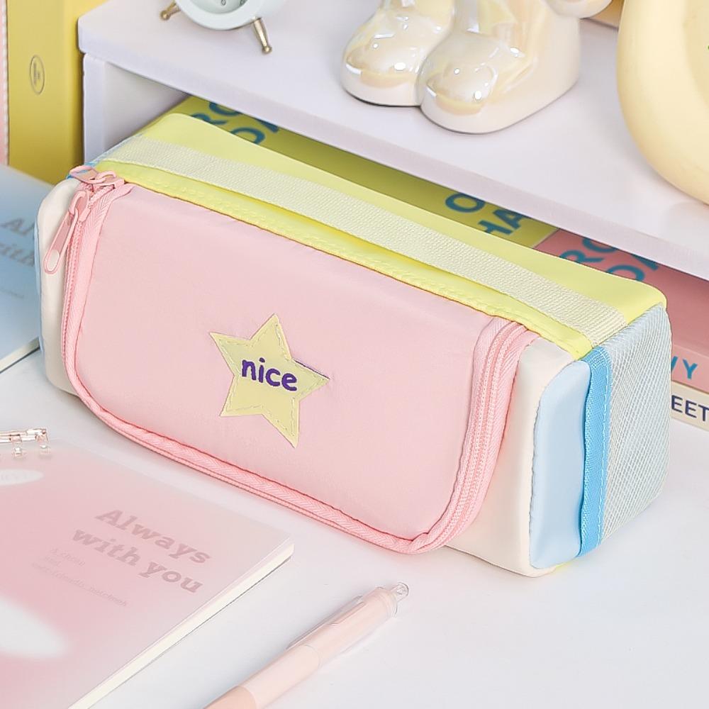 

Square Pen Bag Color Collision Design Stationery Bag Stationery Organizer School Office 01